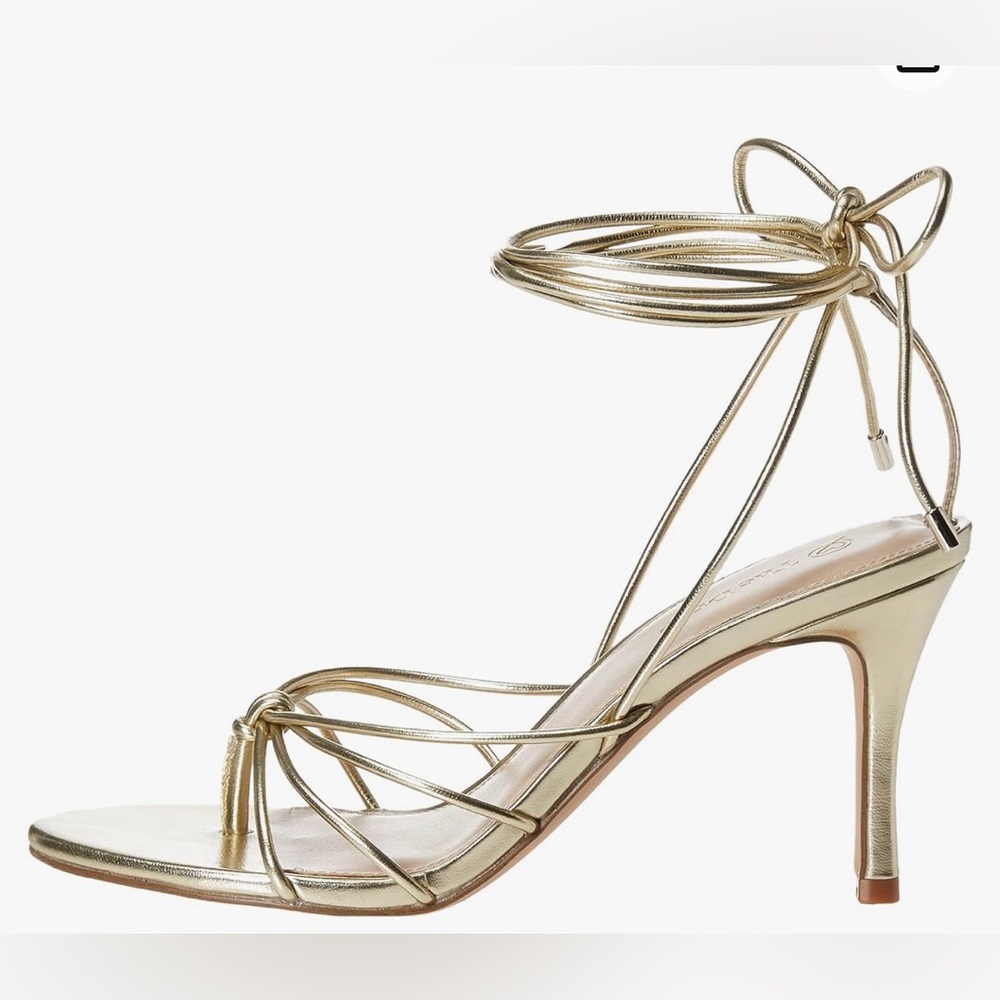 OPEN EDIT NORDSTROM  STRAPPY  HIGH HEEL- WRAP GLADIATOR | gold | size 7.5